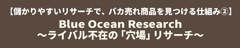 【儲かりやすいリサーチで、バカ売れ商品を見つける仕組み②】Blue Ocean Reserch～ライバル不在の「穴場」リサーチ～